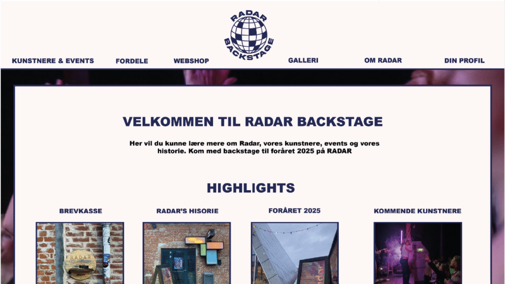 Radar Backstage's forside